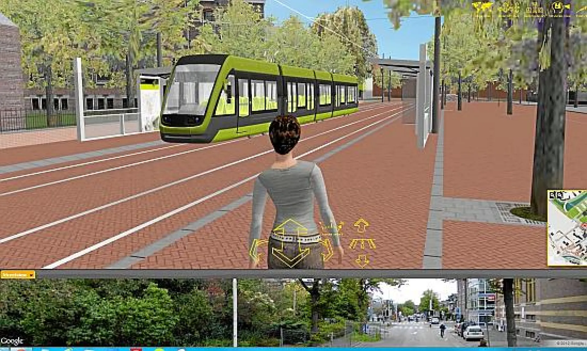Verbeelding van de RegioTram in Groningen. Een illustratie gemaakt door het bedrijf FutureInsight.